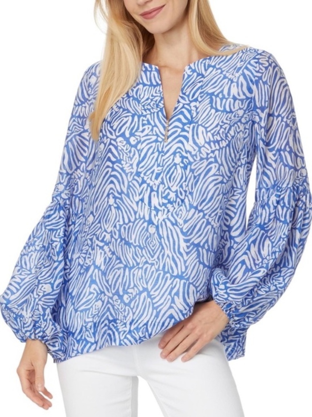 New! Lilly Pulitzer Women's Laurelie Top, Martinique Blue Zee Bebe 4